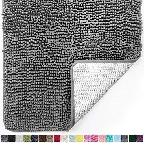 Product Cover Gorilla Grip Original Luxury Chenille Bathroom Rug Mat, 30x20, Extra Soft and Absorbent Shaggy Rugs, Machine Wash Dry, Perfect Plush Carpet Mats for Tub, Shower, and Bath Room, Gray