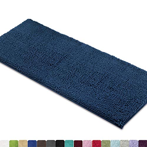 Product Cover MAYSHINE Non-Slip Bathroom Rugs Shag Shower Mat Machine-Washable Bath Mats Runner with Water Absorbent Soft Microfibers - 27.5x47 Inches Dark Blue