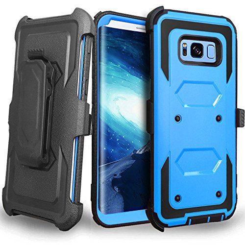 Product Cover Samsung Galaxy S8 Plus case, J.west Galaxy S8 Plus Case, Heavy Duty Protection Kickstand Clip Holster Shockproof Case Cover for Samsung Galaxy S8 Plus 6.2 inch WITHOUT Built-in Screen Protector - Blue