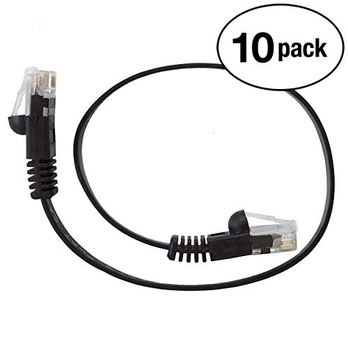 Product Cover InstallerParts (10 Pack) Ethernet Cable CAT6 Cable Flat 1 FT - Black - Professional Series - 10Gigabit/Sec Network/High Speed Internet Cable, 550MHZ