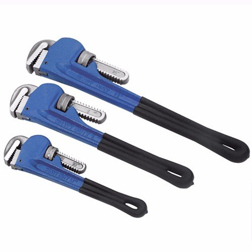 Product Cover Wideskall 3 Pieces Heavy Duty Heat Treated Soft Grip Pipe Wrench Set (10