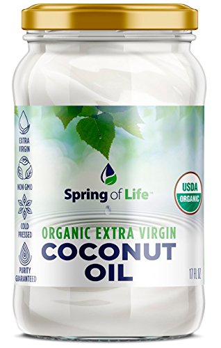 Product Cover Spring of Life Organic Extra Virgin Coconut Oil - Non-GMO, Cold Pressed, Purity Guaranteed! Contains 62% MCTs