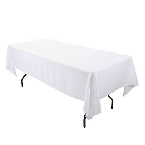 Product Cover E-TEX 60 x 102-Inch Rectangular Tablecloth, 100% Polyester Washable Table Cloth for 6Ft. Rectangle Table, White