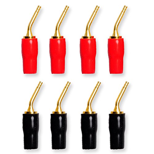 Product Cover Conwork 4-Pair 2mm Banana Plug Screw Type Audio Speaker Cable Connector Copper Gold Plated