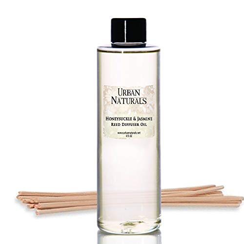 Product Cover Urban Naturals Honeysuckle & Jasmine Reed Diffuser Oil Refill | Beautiful Floral Fragrance | Hyacinth, Neroli, Iris, Rose & Lily of The Valley | Includes Free Set of Reed Sticks! Made in The USA