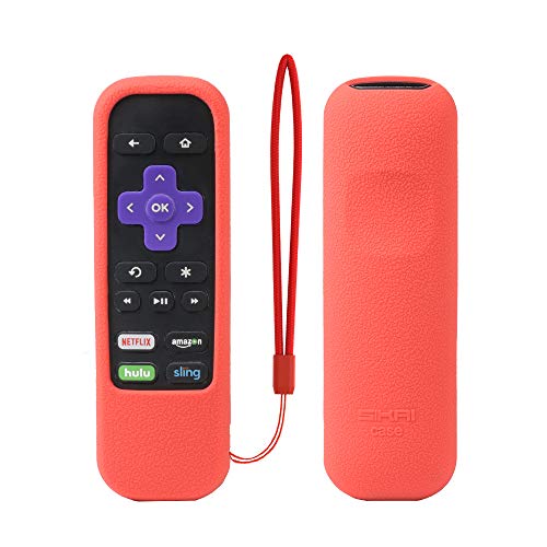 Product Cover Roku Express Remote Case SIKAI Shockproof Protective Cover for Roku Express/Roku Premiere RC68/RC69/RC108/RC112 Standard IR Remote Skin-Friendly Anti-Lost with Loop (Red)