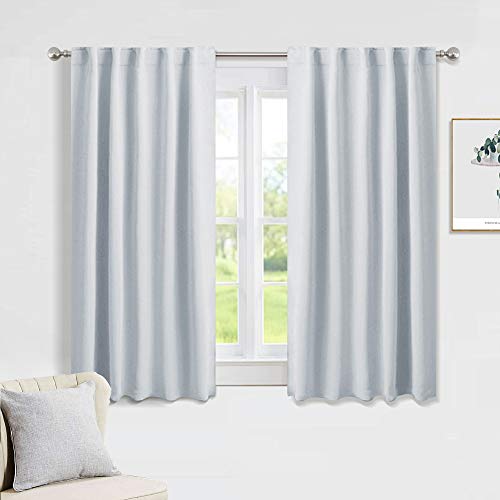 Product Cover PONY DANCE Grayish White Curtains - Room Darkening Window Drapes for Kitchen/Bedroom with Back Tab/Rod Pocket Top Home Decoration, 42 inch Wide by 54 inch Long, 2 PCs