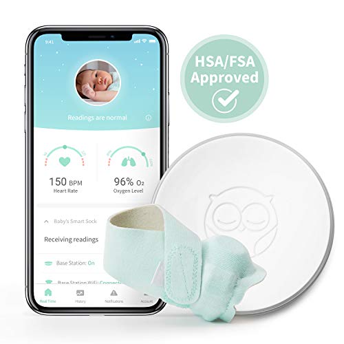 Product Cover Owlet Smart Green Sock Baby Monitor - Track Heart Rate & Oxygen Levels - With Smart Notifications - See Hours Slept and Historical Trends - The Ultimate Baby Monitor for Peace of Mind
