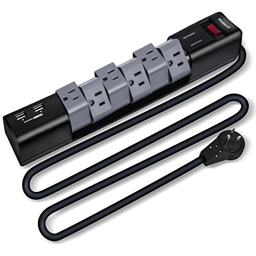 Product Cover Nekteck Surge Protector Power Strip with 2 USB Port and 6 Rotating-Outlet, Flat Plug Power Adapter-Ideal for Computer, Home Theater, Appliance, Office Equipment and More (590 Joule), 6ft Cord