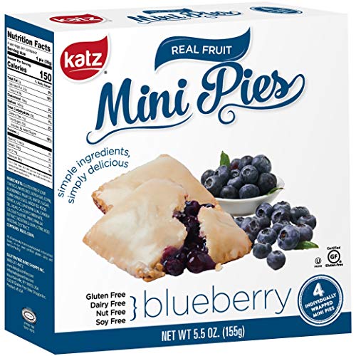 Product Cover Katz Gluten Free Blueberry Mini Pies | Dairy Free, Nut Free, Soy Free, Gluten Free | Kosher (1 Pack of 4 Mini Pies, 5.5 Ounce)