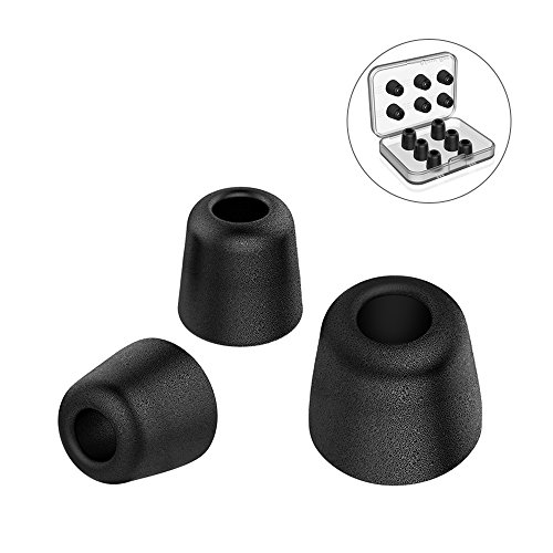 Product Cover 12Pcs Replacement Eartips- RIYO Premium Memory Foam Earphone Earbuds Tips Noise Reducing Earbud Tips for 5mm-7mm in-Ear Headphones Nozzle (S/M/L, Black)