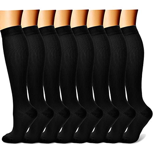 Product Cover CHARMKING Compression Socks 15-20 mmHg is Best Graduated Athletic & Medical for Men & Women Running, Travel, Nurses, Pregnant - Boost Performance, Blood Circulation & Recovery (Small/Medium, Black)