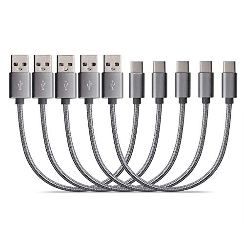 Product Cover Short USB C Cables [5 Pack 8 inches] VOKOO USB 2.0 to USB-C Fast Charger Nylon Braided USB Type C Cable, Grey