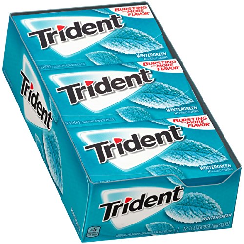 Product Cover Trident Wintergreen Mint Sugar Free Gum - with Xylitol - 12 Packs (168 Pieces Total)