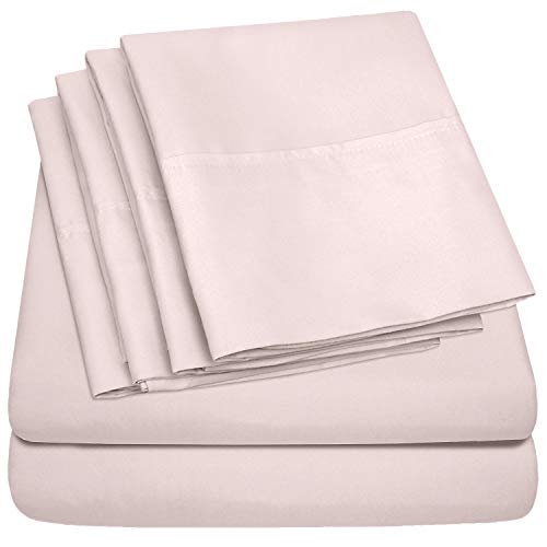 Product Cover Sweet Home Collection Quality Deep Pocket Bed Sheet Set - 2 EXTRA PILLOW CASES, VALUE, Queen, Pale Pink, 6 Piece