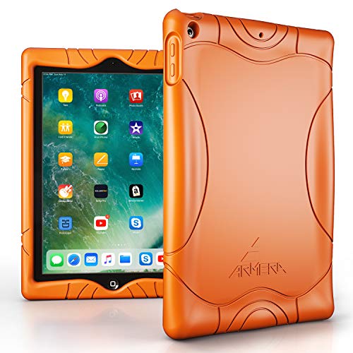 Product Cover Armera iPad 9.7 2018 2017 Case - [Wave Bumper Series] Rugged Light Weight Anti Slip Kids Friendly Shock Proof Silicone Protective Cover for iPad 6th / 5th Gen, Orange