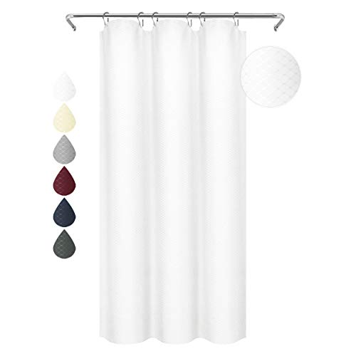 Product Cover Eforgift Modern White Waffle Weave Fabric Shower Curtain Water Proof , Elegant Polyester Bathroom Curtain Machine Washable with Rustproof Grommets, 36 x 72 inches