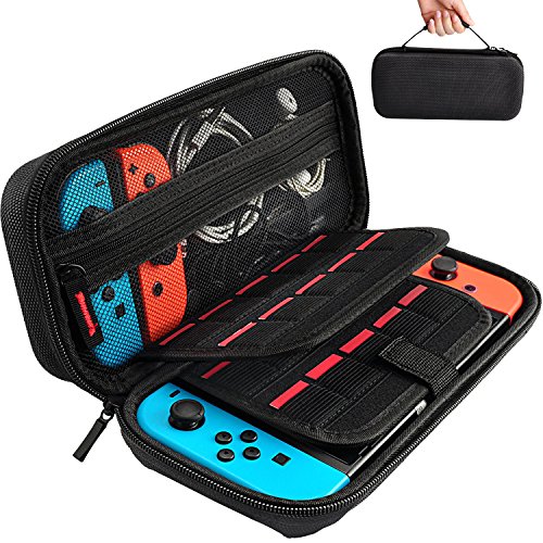 Product Cover Hestia Goods Switch Carrying Case for Nintendo Switch, With 20 Games Cartridges Protective Hard Shell Travel Carrying Case Pouch for Nintendo Switch Console & Accessories, Black