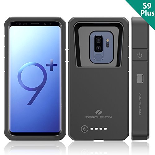 Product Cover Galaxy S9 Plus Charging Battery Case, ZeroLemon ZeroShock 8000mAh Extended Battery with Full Edge Protection Rugged Charging Case for Galaxy S9 Plus - Black