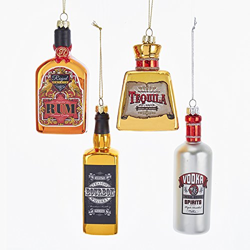 Product Cover Kurt Adler Glass Bottle of Alcohol Ornament - 4 Assorted: Vodka, Whiskey, Tequila and Rum
