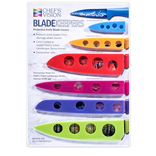 Product Cover Chef's Vision Blade Keepers Protective Knife Covers for The Landscape Series Knives - Knives Not Included - Color Blade Cover Sheaths for Kitchen Knives -Blade Guards to Protect Your Landscape Knives