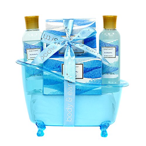 Product Cover Spa Gift Baskets for Women, Body & Earth Bath Gift Set with Tub, Gifts for Her, Ocean 5pc, Best Gift Idea for Women