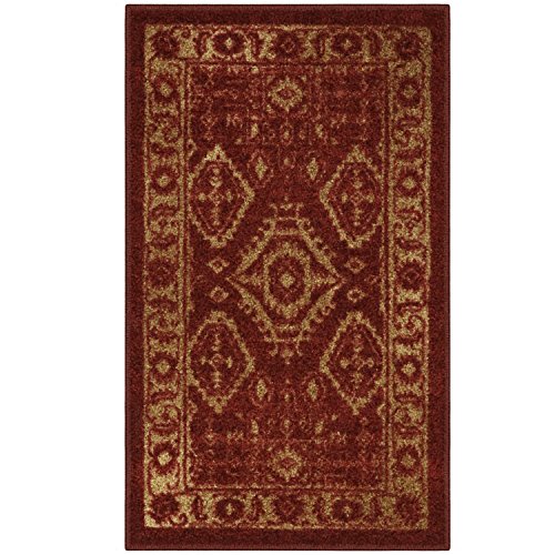 Product Cover Maples Rugs Georgina Traditional Kitchen Non Skid Accent Area Rug [Made in USA], Red/Gold, 1'8 x 2'10