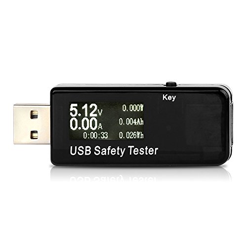 Product Cover Musou USB Safety Tester,USB Digital Power Meter Tester Multimeter Current and Voltage Monitor DC 5.1A 30V Amp Voltage Power Meter, Test Speed of Chargers, Cables, Capacity of Power Banks,Black
