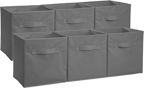 Product Cover AmazonBasics Foldable Storage Bins Cubes Organizer, 6-Pack, Gray