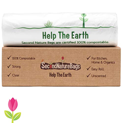 Product Cover Second Nature Bags, Premium Certified 100% Compostable Biodegradable, Extra Thick, Kitchen Food Scraps & Home Trash Bags, 3 Gallon, 100 Bags