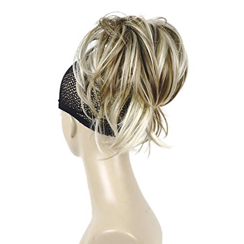 Product Cover Adjustable Messy Style Ponytail Hair Extension Synthetic Hair-Piece with Jaw Claw Amzing Shape For You Hivision(H16/613 Blonde Highlighted)