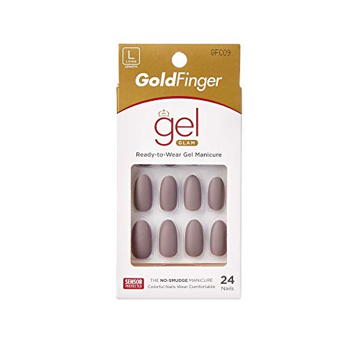 Product Cover Kiss Gold Finger Gel Glam 24 Nails GFC09 GREY