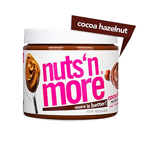 Product Cover Nuts 'N More Cocoa Hazelnut Butter Spread, All Natural High Protein Nut Butter Healthy Snack, Omega 3's, Antioxidants, Low Carb, Low Sugar, Gluten-Free, Non-GMO, no preservatives,16 oz Jar