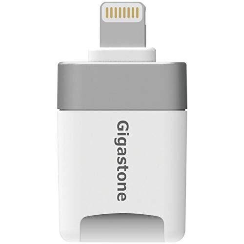 Product Cover [Apple MFI Certified] Gigastone iPhone Flash Drive, MicroSD Card Reader, Lightning for iPhone and iPad, App for iOS, 4K Video Player Drone GoPro Camera, Backup Photos and Videos from Social Media