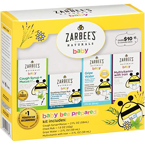Product Cover Zarbee's Naturals Baby Bee Prepared Kit with Cough Syrup* + Mucus, Chest Rub, Gripe Water & Multivitamin
