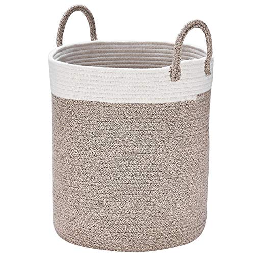 Product Cover Woven Basket Rope Storage Baskets - Large Cotton Organizer 16 x 14 x 14 Inches, Basket for Baby Blanket, Kids Toy Nursery Laundry Basket