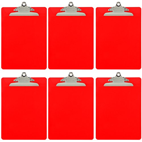 Product Cover Trade Quest Plastic Clipboard Opaque Color Letter Size Standard Clip (Pack of 6) (Red)