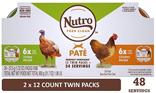 Product Cover NUTRO Perfect Portions Grain Free  Natural Wet Cat Food, Paté, Turkey, Chicken, (24) 2.6 oz. Twin-Pack Trays