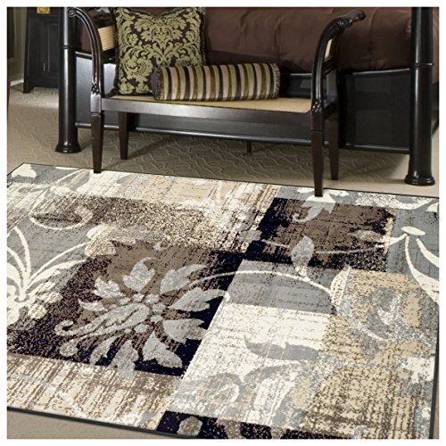 Product Cover Superior Designer Pastiche Area Rug, Distressed Geometric Floral Patchwork Pattern, 2' 7