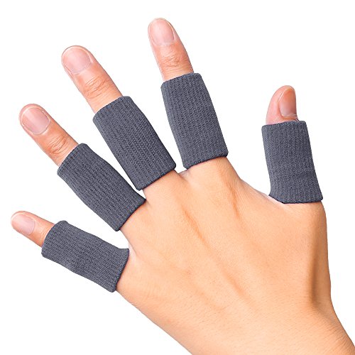 Product Cover JBM Adult Finger Brace Splint Sleeve Thumb Support Protector Soft Comfortable Cushion Pressure Safe Elastic Breathable for Basketball Volleyball Baseball Badminton Tennis Boating Gym (Grey)
