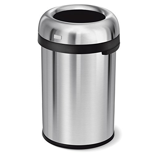 Product Cover simplehuman 115 Liter / 30 Gallon Bullet Open Top Trash Can Commercial Grade, Heavy Gauge Brushed Stainless Steel