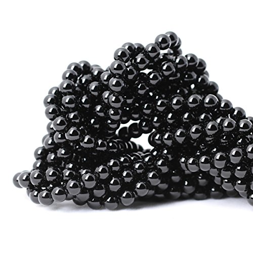 Product Cover Qiwan 60PCS 6mm Black Smooth Polish Onyx Agate Loose Beads Round Crystal Energy Stone Healing Power for Jewelry Making 1 Strand 15
