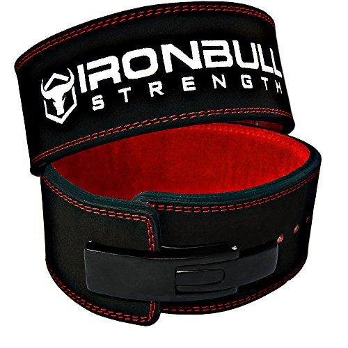 Product Cover Iron Bull Strength Powerlifting Belt - 13mm Lever Weight Belt - 4-inch Wide - Heavy Duty for Extreme Weight Lifting and Power Lifting (Black/Red, Medium)