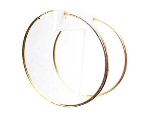 Product Cover Clip-on Earrings Gold Tone Hoop Earrings Simple Thin 2.25 inch Hoop