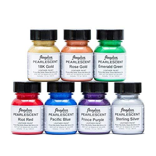Product Cover Angelus Leather Paint, Set of 7 Pearlized Colors, 1oz Jars