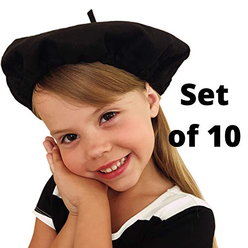 Product Cover Beret Hats for Women and Kids Black French Berets Bulk Lot of 10 Perfect for Paris Party and Art Party