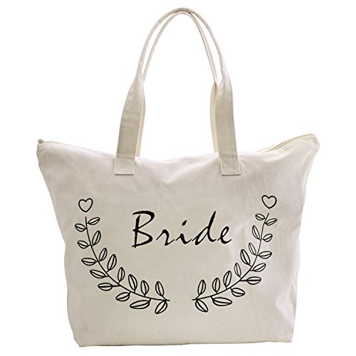 Product Cover ElegantPark Bride Tote Bag for Wedding Bridal Shower Gifts Zip Canvas Cotton