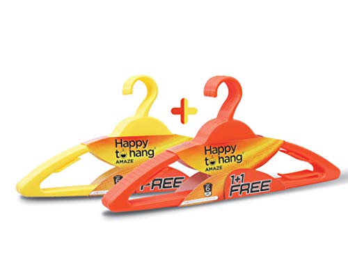 Product Cover Happy To Hang Amaze 6+6 Piece Polypropylene Hangers, Yellow and Orange (Buy 1 Get 1 Free)