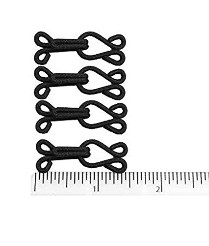 Product Cover 4 x Black Large Covered Hooks & Eye Sewing Closure for Fur Coat Jacket Cape Stole Bracelet Jewelry Books Crafts and More