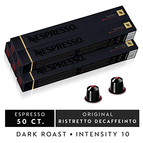 Product Cover Nespresso Capsules OriginalLine, Ristretto Decaffeinato, Dark Roast Coffee, 50 Count Coffee Pods, Brews 0.85oz